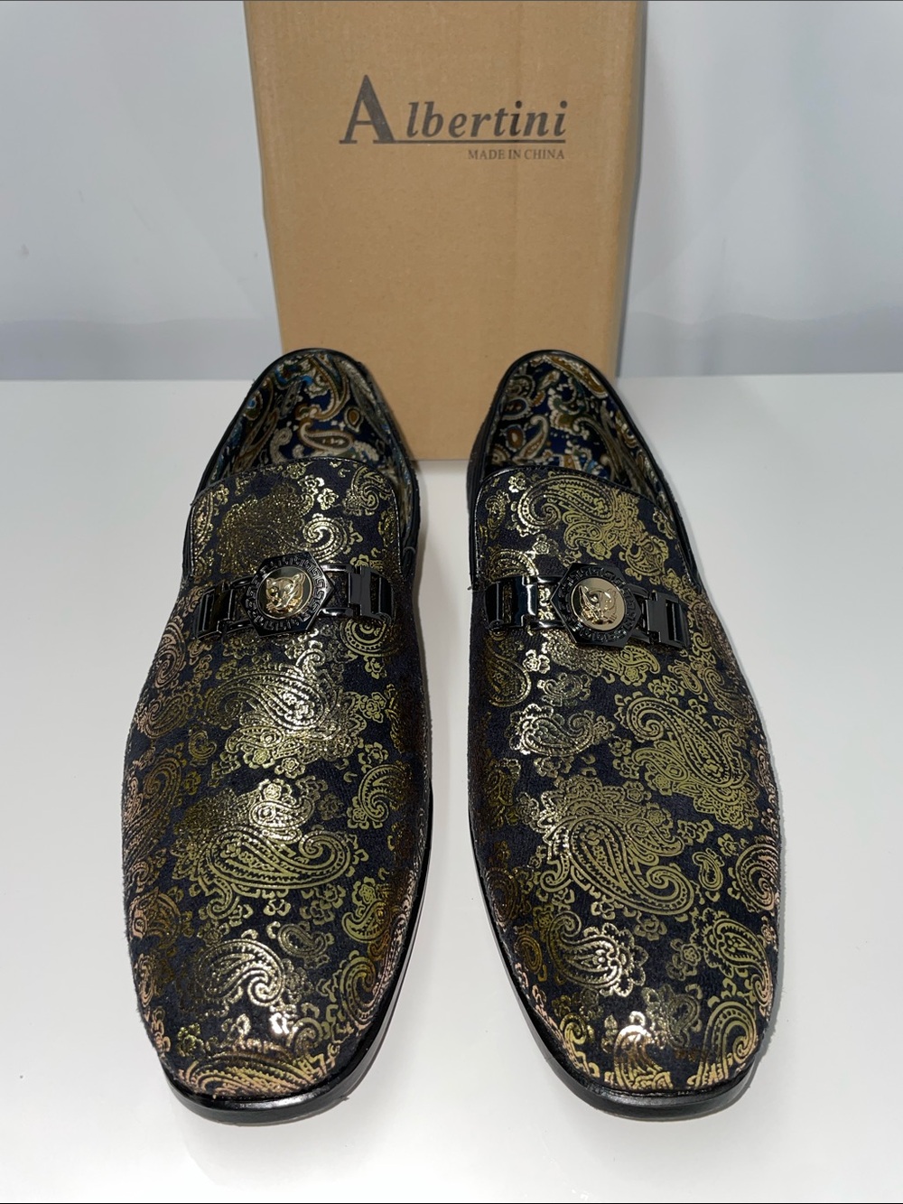 ALBERTINI GOLD PAISLEY LOAFERS FTL-08-161